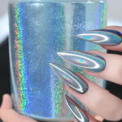 50g Laser Silver Holographic Nail Powder 0.2mm Chrome Rainbow Glitter Design Nail Art Pigment Rub Dust Fine Nail Glitter 008inch