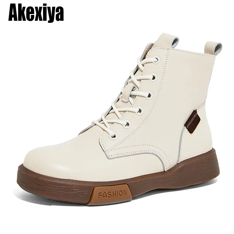 

Женские ботильоны из натуральной кожи, на шнуровке, резиновые, на платформе, сезон осень-зима, BC5227