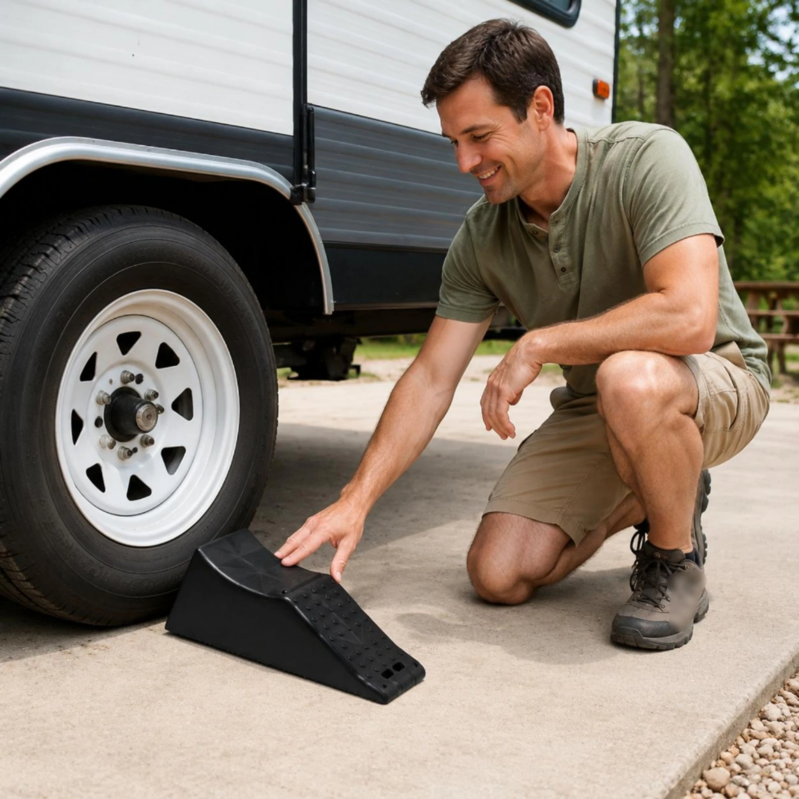 Tire Chock Portable Tire Stopper Block Car Wheel Stopper Weather-Resistant Vehicle Safety Easy to Remove for Parking, Garage