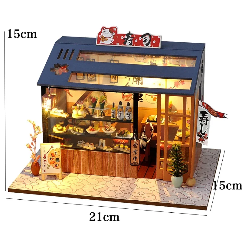 Casa Diy Drewniany miniaturowy domek dla lalek Mały domek Zestaw 3D Puzzle Montaż Zabawki budowlane z meblami Światła LED Domek dla lalek Prezenty