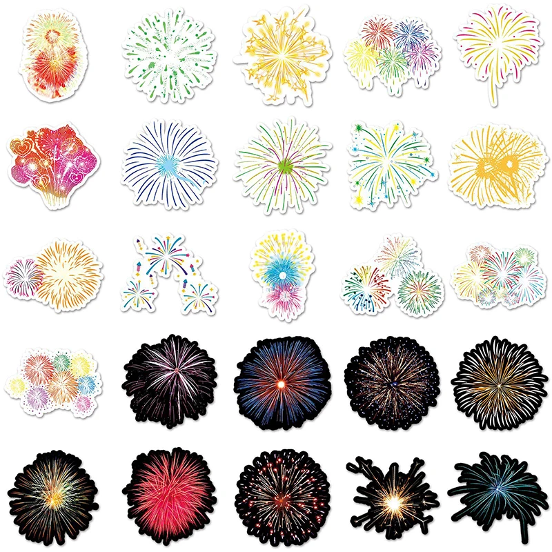 10/50Pcs Romantic Fireworks Decorative Stickers Pack Scrapbooking Material Label Diary Phone Journal Planner Sticker Decal