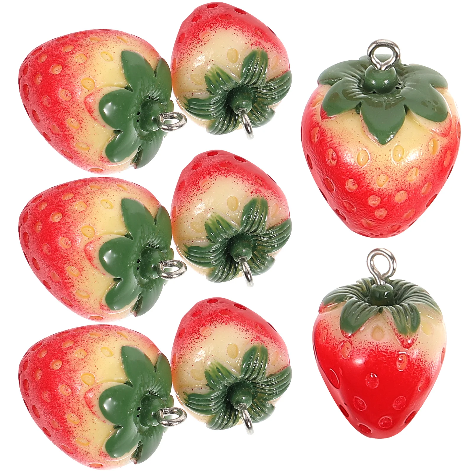 8 Pcs Strawberries Strawberry Resin Accessories Earrings Jewelry Charms Pendant Hanging Ornaments Creative Mini Beaded Child