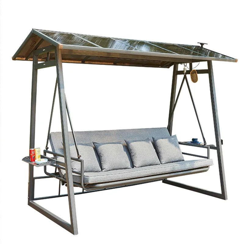 Outdoor swing hanging chair courtyard hanging chair terrace rocking chair yard rainproof three people