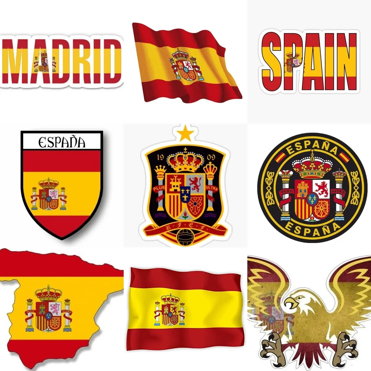 Spain Flag Eagle National Emblem PVC Sticker for Decorate Car Window Truck Fridge Bumper Motorcycle Laptop Table Wall