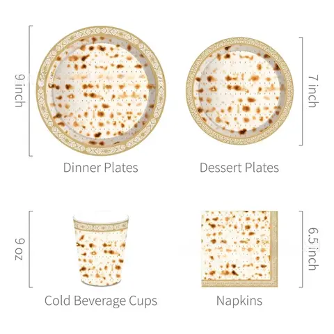 과거 종이 Kaarah, 티슈, 컵, 일회용 PE 비닐 식탁보, 유대인 Pessah matzo 패턴 종이 식기