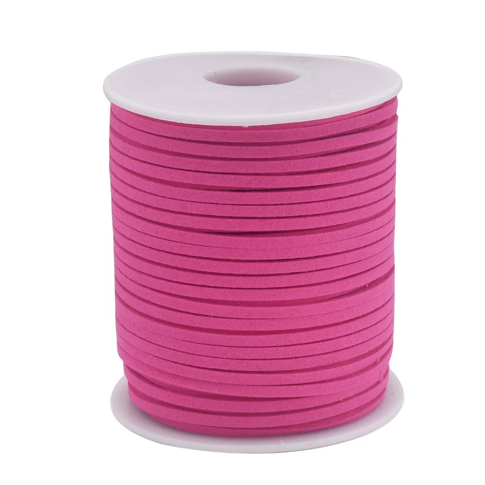 49 Yards 2,6 mm flache Kunstwildlederschnur, Lederschnur, Spitzenband, Samtschnur für die Herstellung von Schmuck, Quasten, Armbändern und Halsketten – Detail 5