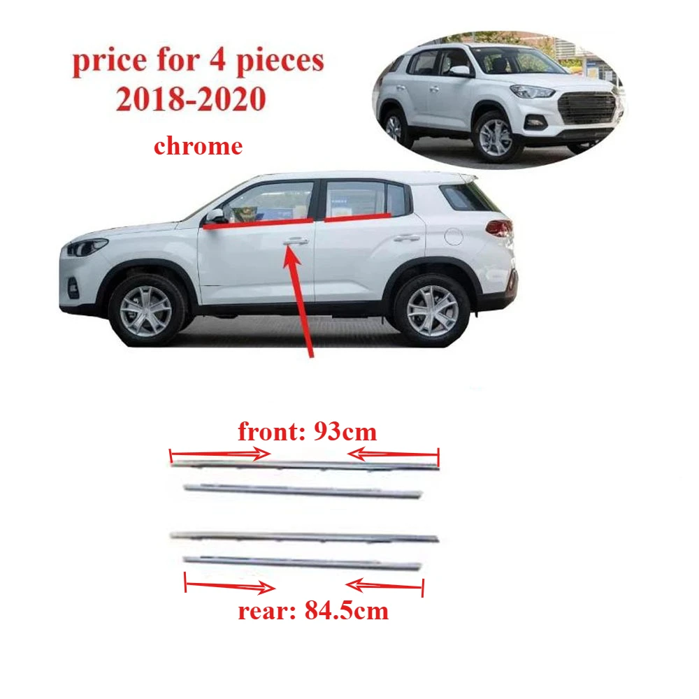 4 Pieces 1 Set Black Outside Moulding Belt Line Seal for  Hyundai IX35 2018-2020 Protect Glass Rubber 83220-S6010