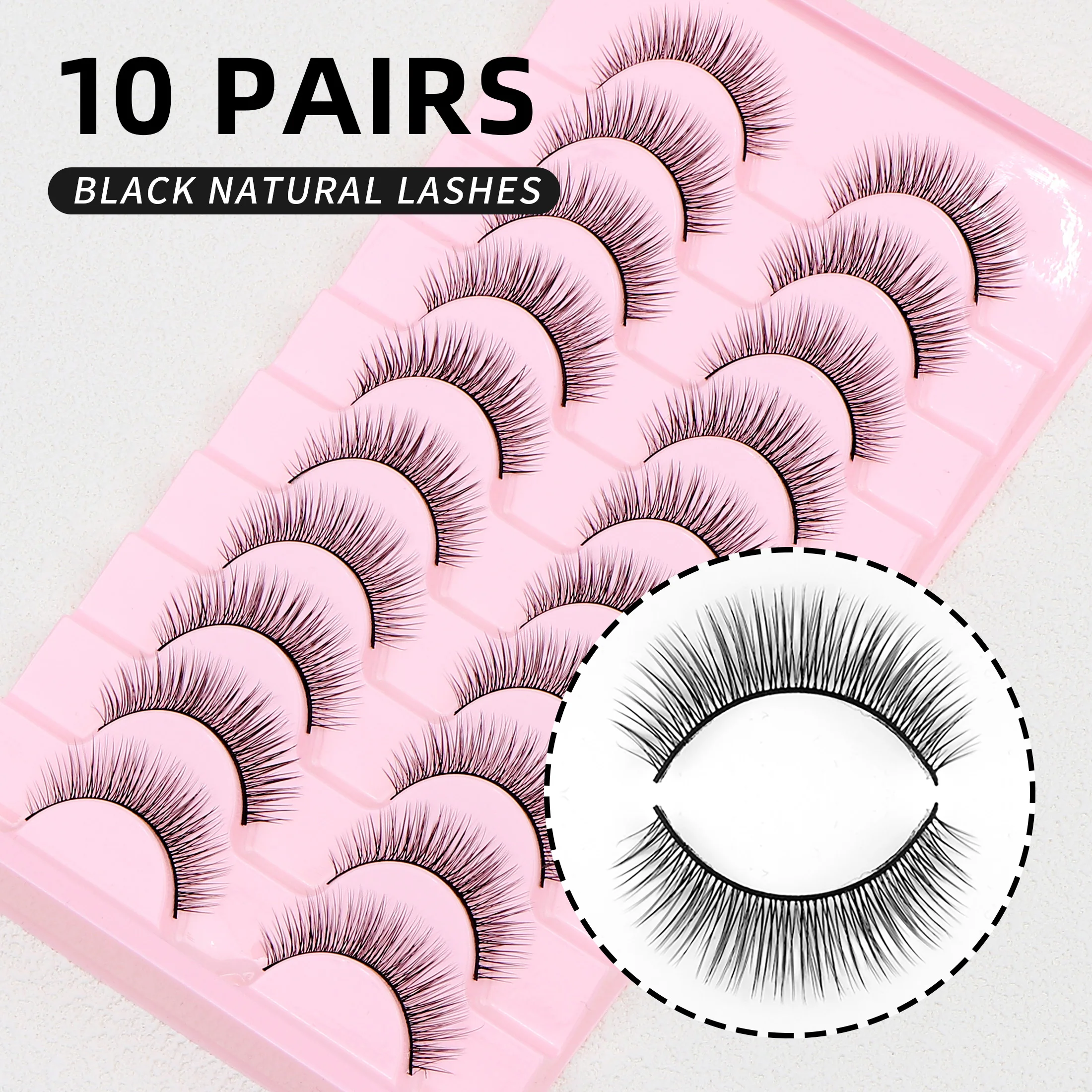 10 Pairs Soft Mink False Eyelashes -Natural-Looking Eye Lashes with Full Bouncy Volume & Curl - Synthetic, Reusable Beauty Acces