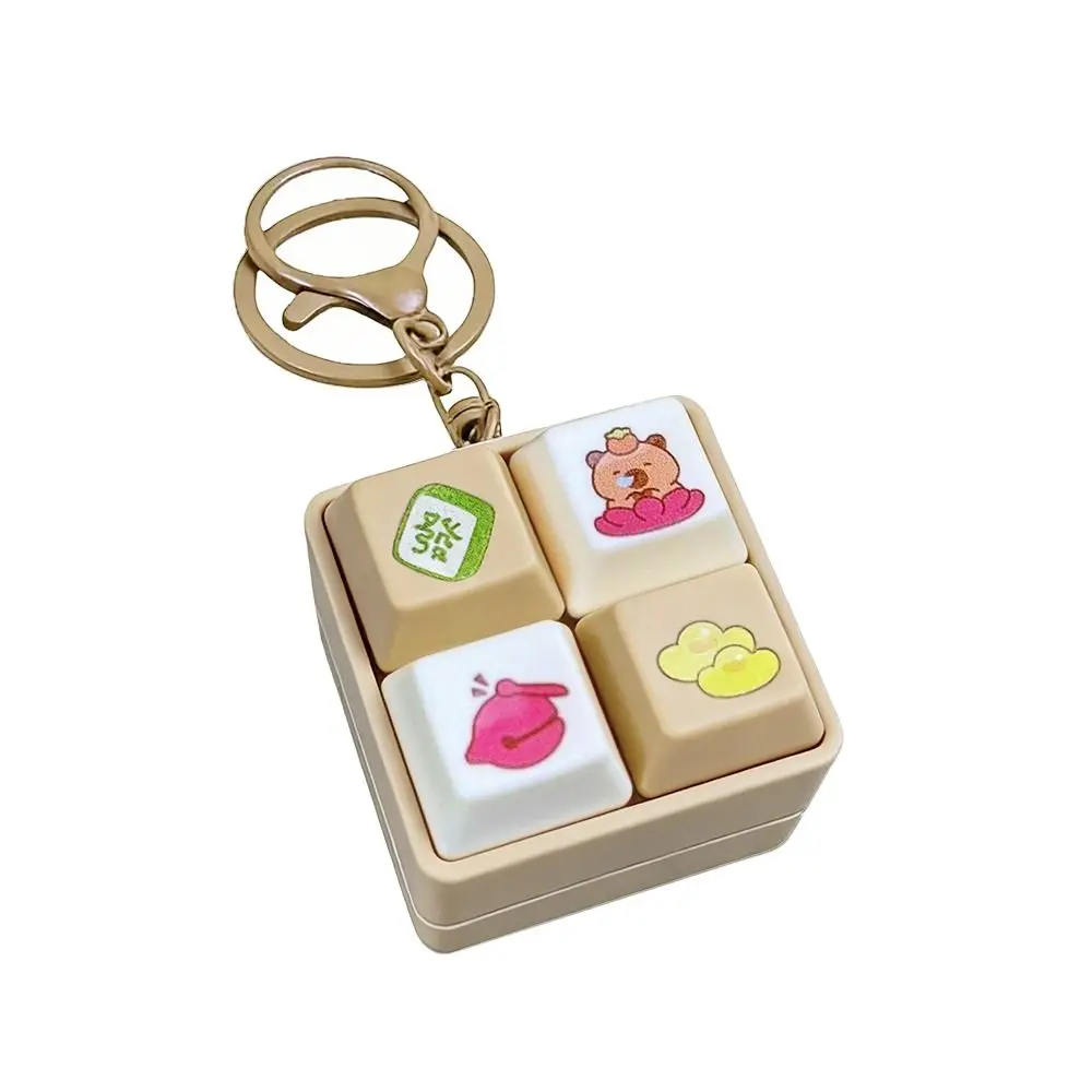 Relaxing Cartoon Fidget Keychain Keys Button DIY Keyboard Finger Keyboard Caps Keycap Relief Stress Pinch Toy
