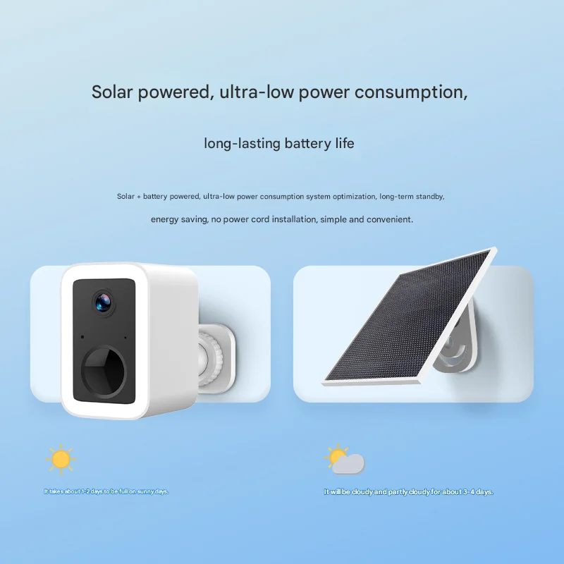 Faretto da 3 MP Batteria senza fili Telecamera Wi-Fi solare Telecamera di sicurezza esterna WiFi a bassissima potenza Visione notturna a colori