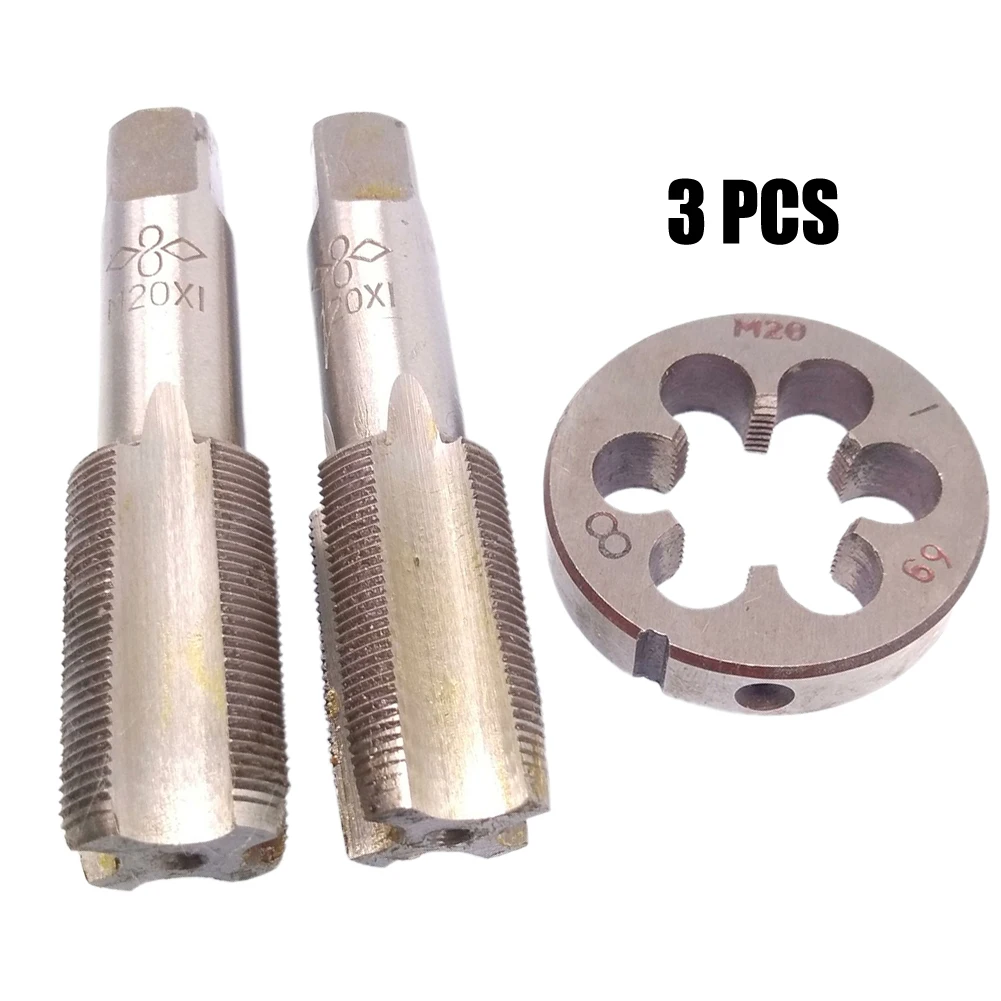 3pcs Taps And Die Set HSS M20 Metric Thread Right Hand Machine Tap Die Set Metric Screw Thread Tap Drill Machine Plug Tap Die