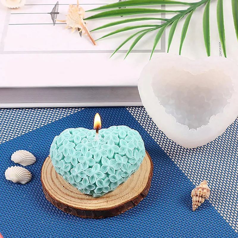 

3D Love Flower Silicone Candle Mold DIY Valentine's Day Heart Scented Soap Molds Plaster Resin Chocolate Baking Making Kit