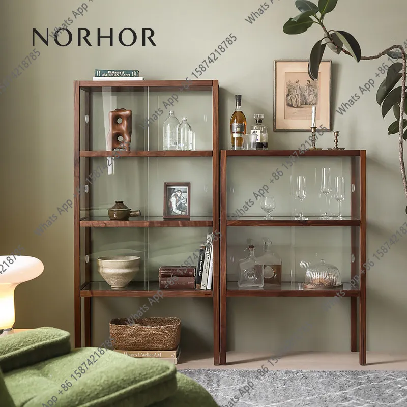 

North American black walnut naturalist glass cabinet display camera collection cabinet