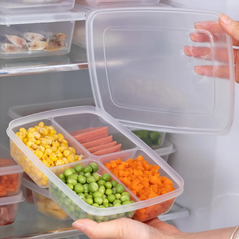 4Grids Fridge Storage Box Fridge Side Door Food Keep Fresh New Clear Container Kitchen Refrigerator Spices Organizer Accessories