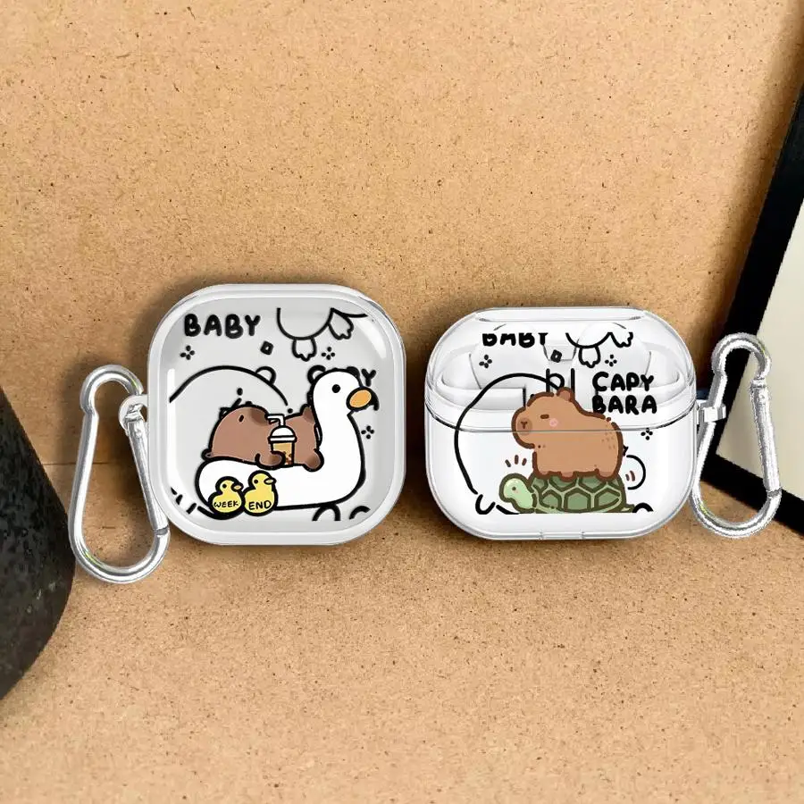 Capybara Duck Clear Earphone Cases Cover Case For Samsung Galaxy Buds 3 FE 4 Pro 2 4Pro Live 3Pro