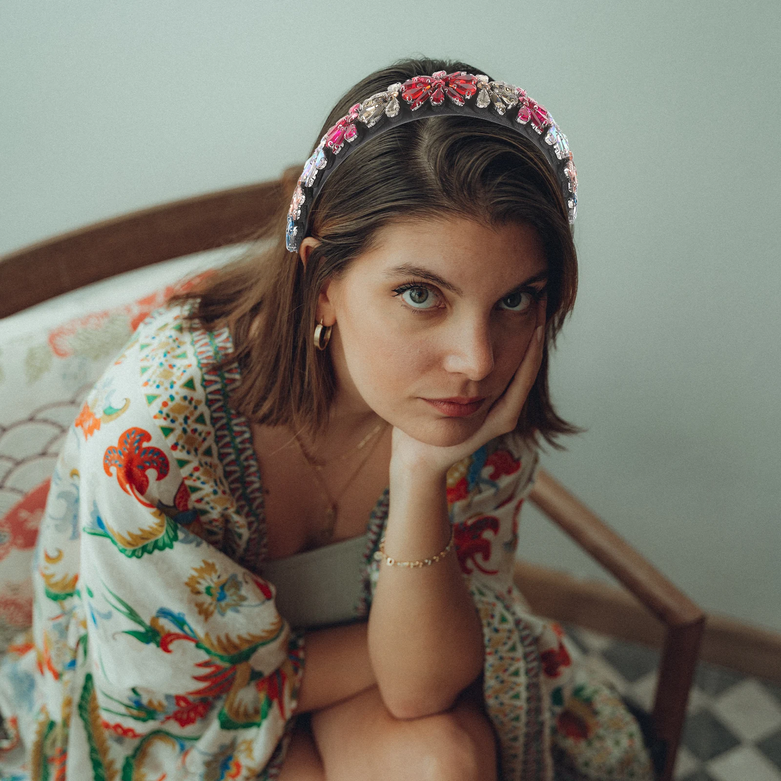 

Rhinestone Headband Glamorous Hair Accessory For Women Girls Party Wedding Prom Evening Event Chic Headdress