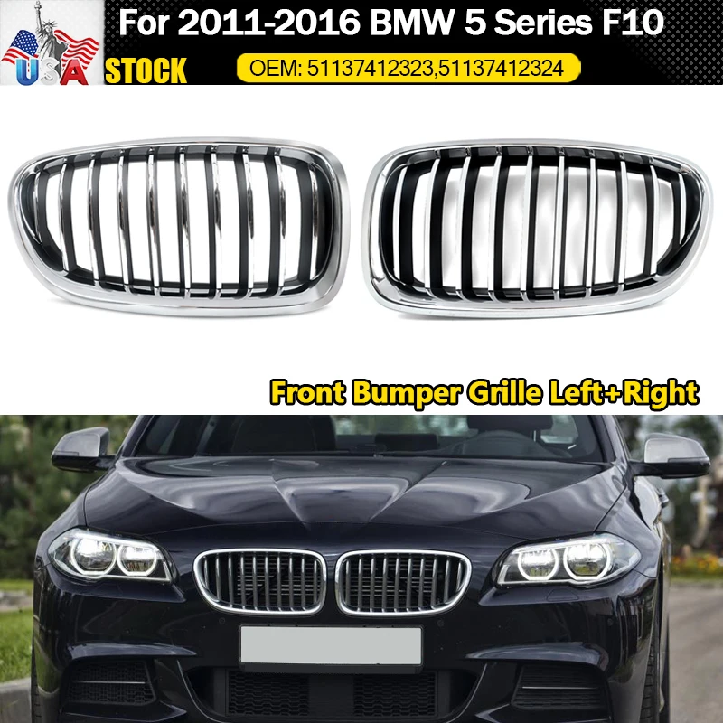 

SAIQINGSP Car Accessories Tools For BMW 5 Series F10 2010-2016 BMW Front Kidney Grille Chrome/Black