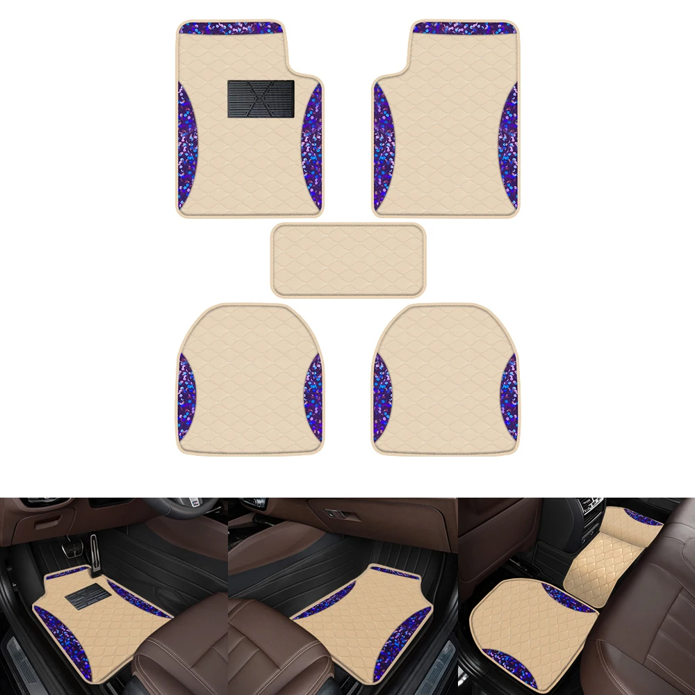 

5pcs Laser Leather Luxury Floor Mats Suitable For All Driving Vehicles Off-Road Vehicles And Trucks Equipped With All-Weather