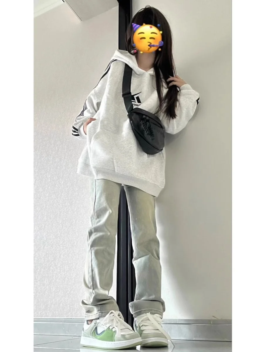 

High Waist Slim Fit Straight Leg Jeans Women's Spring Autumn Large Size American Style Yellow Mud Jeans Cotton Stretch Denim