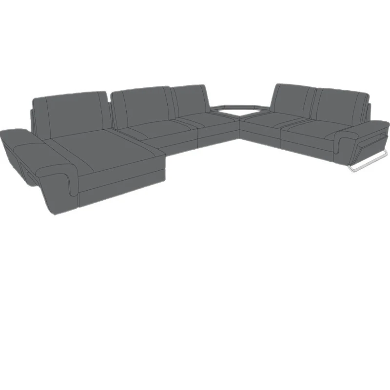 Cowhide sofa square inline simple living room furniture