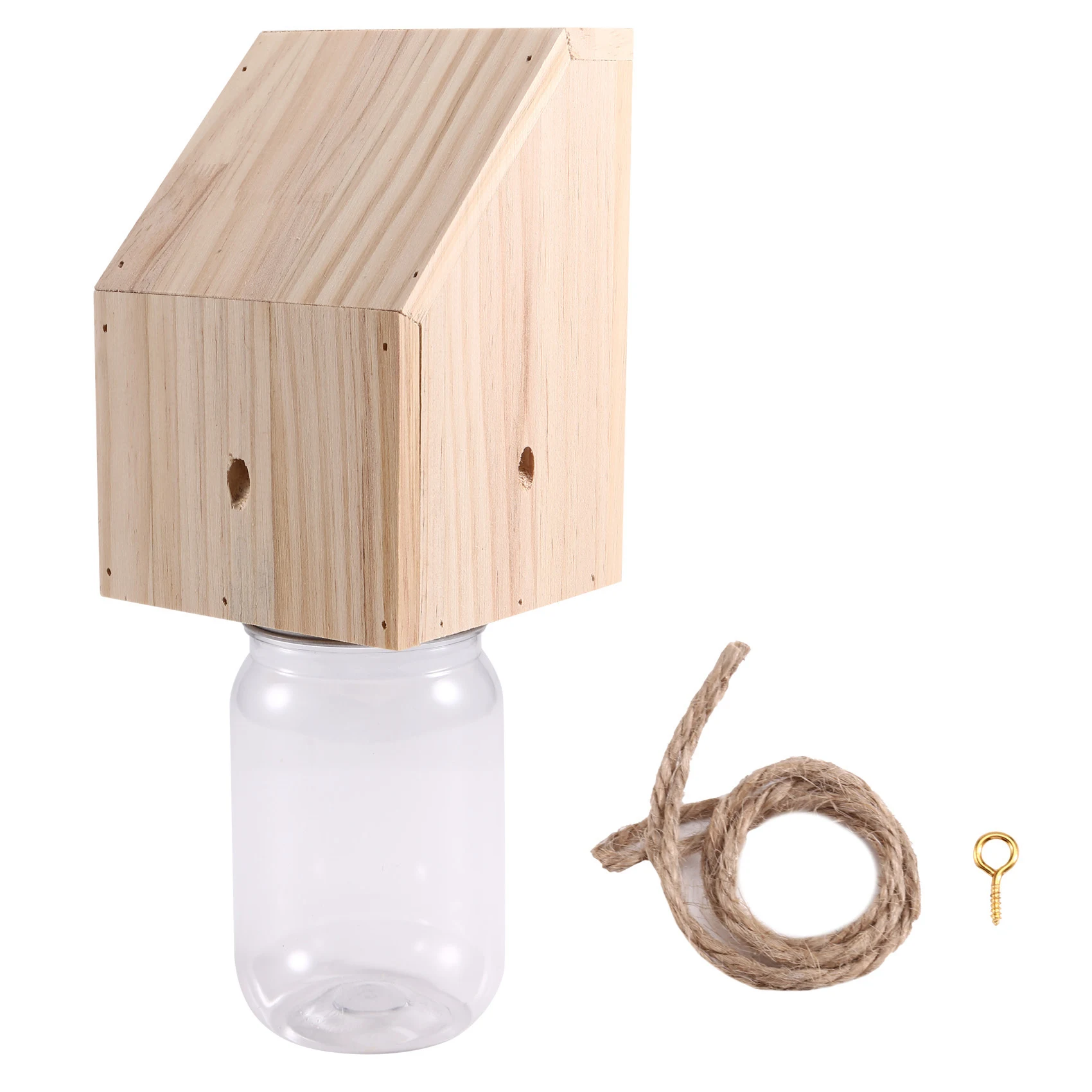 

AS60-природный столярный ловушка для пчел для наружного сарая, подвесная деревянная ловушка, пластиковая банка для уличного пчелиного убеждения