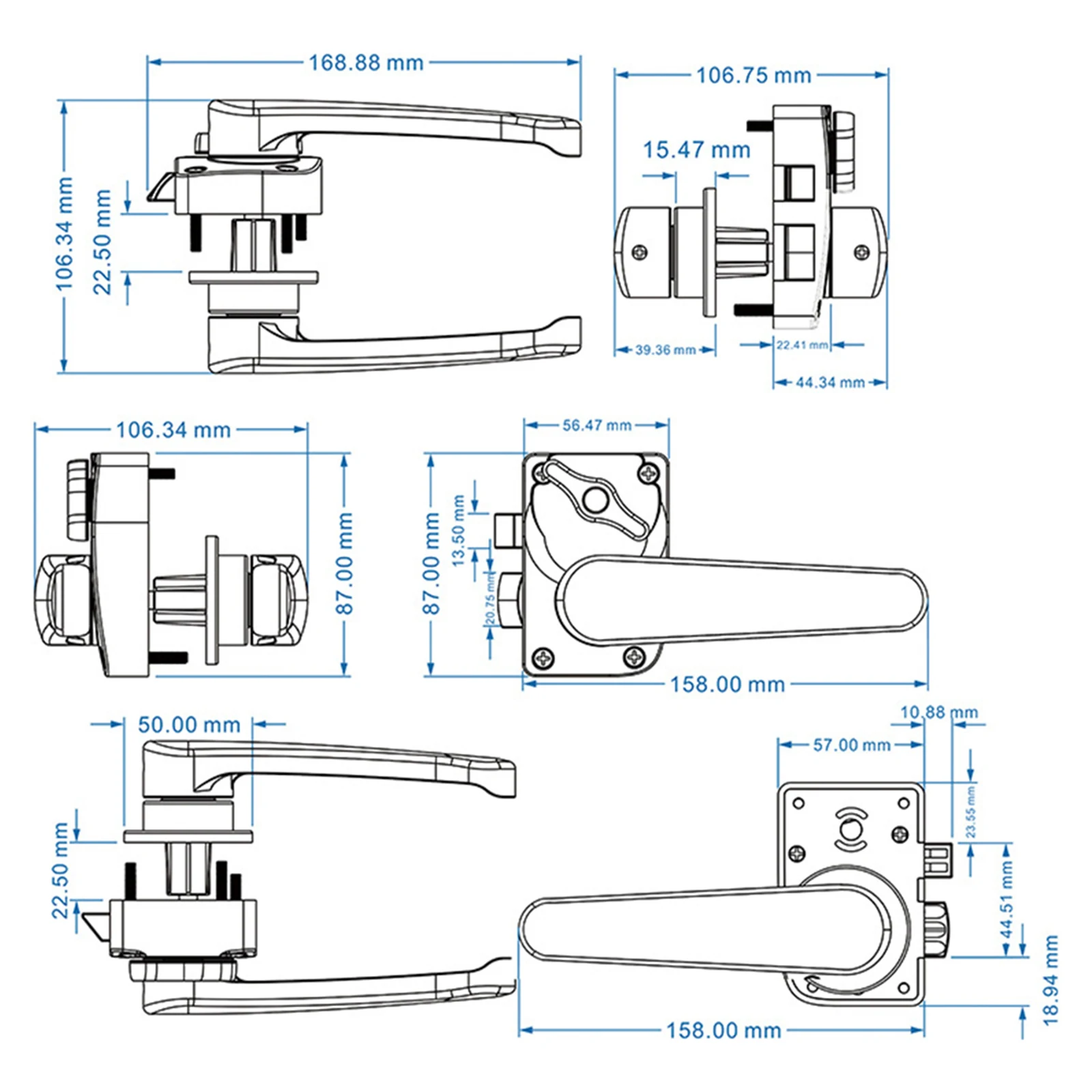 Handle Lever Latch RV Toilet Door Lock Package Content Product Name for rvs Specifications 168.88*87*106.75 Mm 1pc