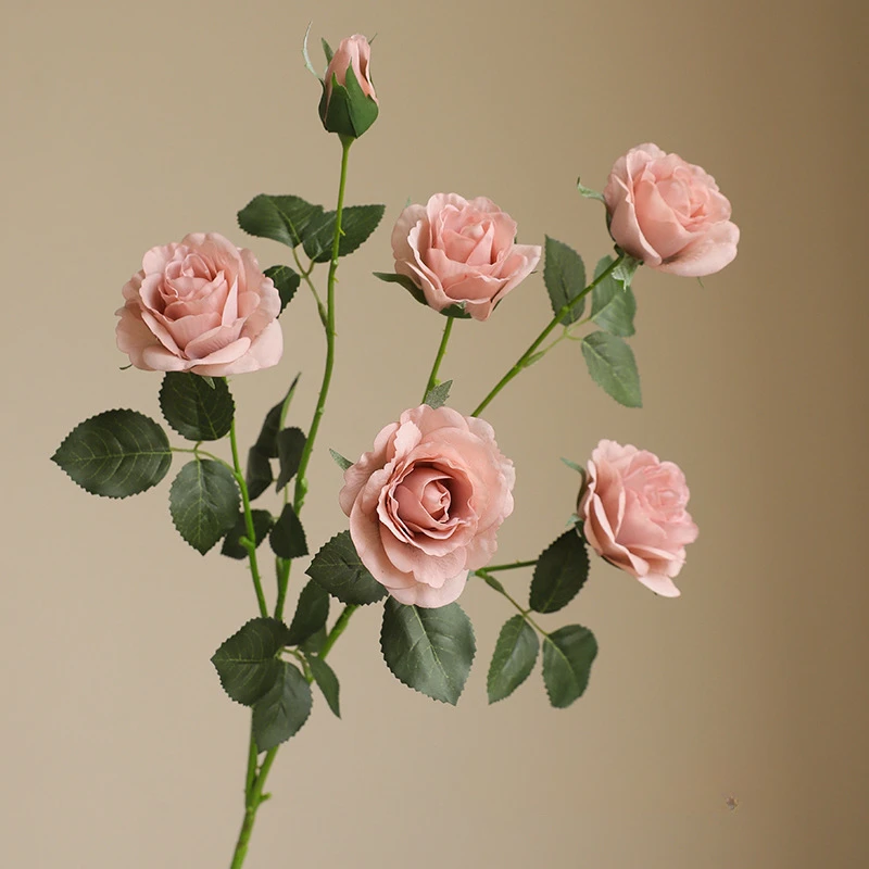 72CM Artificial 6-head Tactile Moisturizing Rose Home Decoration Living Room Artificial Flower Photography Prop