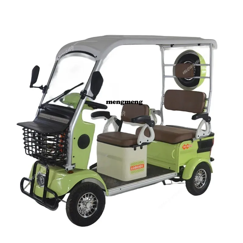 800W Vacuum Tire Foam Seat Cushion Adult Four Wheel Electric Motorcycle with Roof Green