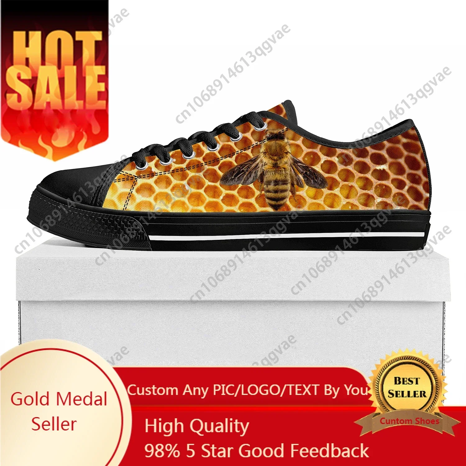 Bee Honeybee Low Top High Quality Sneakers Mens Womens Teenager Popularity Canvas Sneaker Casual Couple Shoes Custom Shoe Black
