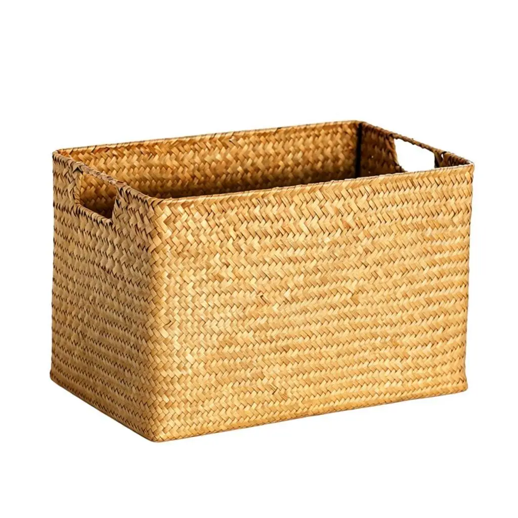 Rectangular Straw Basket Decorative Braided Straw Basket Surface Clean