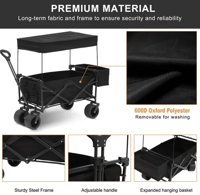Premium Heavy Duty Portable Foldable Utility Folding Outdoor Camping Wagon Cart