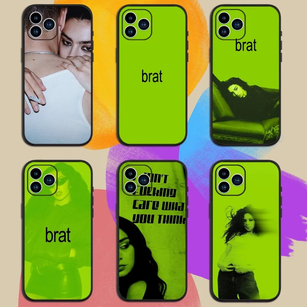 Singer Charli XCX BRAT Phone Case For iphone15 14 13 12 11 Pro Max Mini X 7 8 Soft Case