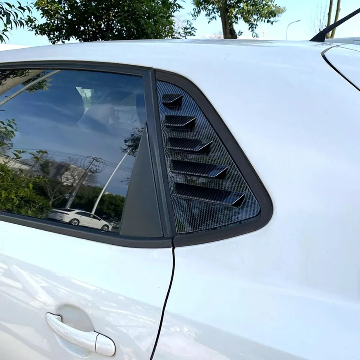 2Pcs Rear Window Shutter Cover Trim Triangle Louver Vent Decoration Modified Accessories For Volkswagen Polo MK5 6R 6C 11-17