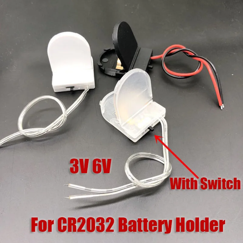 5PC For CR2032 Button Coin Cell Battery Holder Case Cover With ON-OFF Switch Leads Wire3V 6V Battery Box Single Dual Slots
