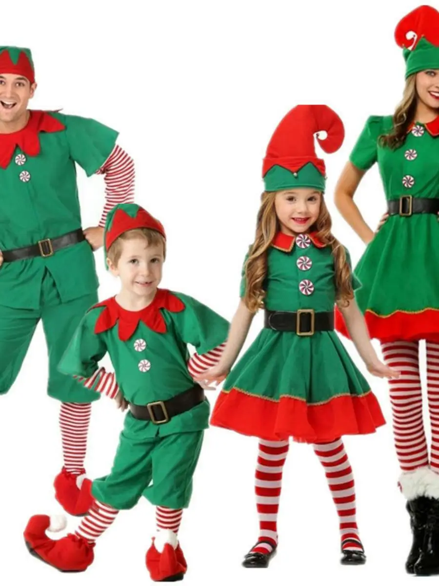 Nowy Strój Cisas Elf Cosplay Taniec Par Męski Damski Halloweenowy Strój Rodzinny Pasujący dla Rodziców i Dzieci Ubrania dla Dzieci i Dorosłych