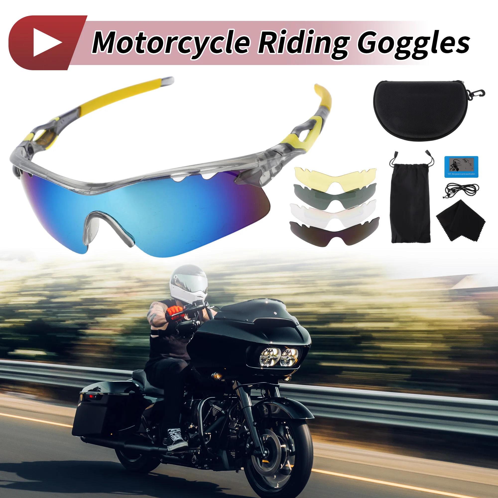 

X Autohaux, 1 комплект, очки для езды на мотоцикле, линзы золотого тона, серая оправа, солнцезащитные очки для ПК, велоспорта