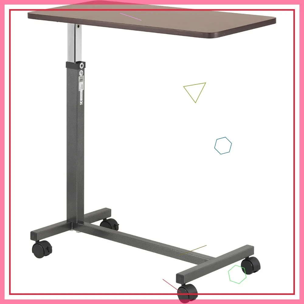 

Adjustable Height Overbed Table with Wheels, Portable Rolling Tray for Hospital or Home Use, Silver Finish