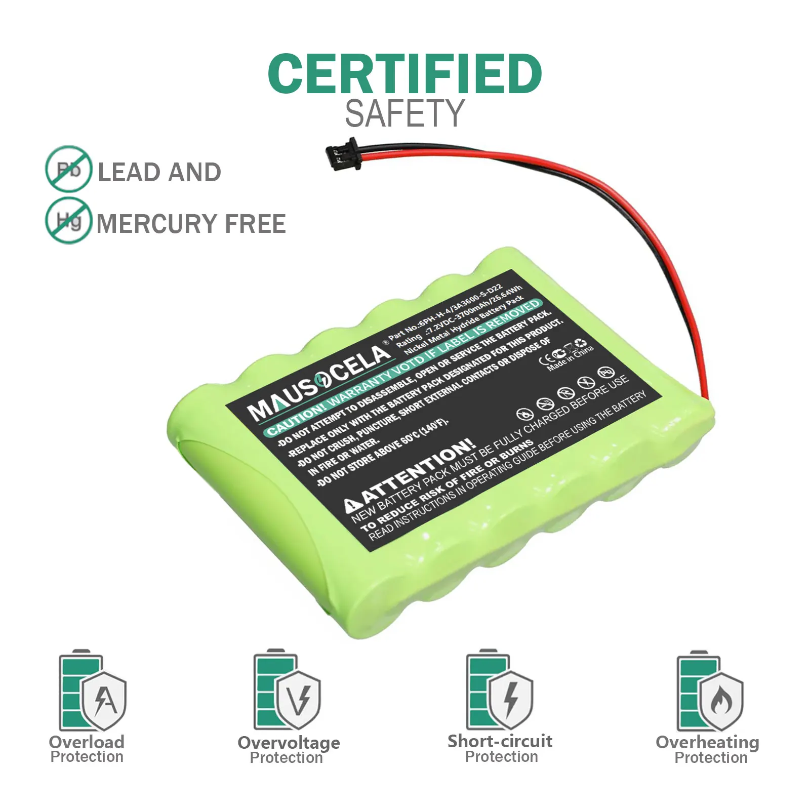 Alarm System Battery For DSC:6PH-H-4/3A3600-S-D22, Impassa 9057 Wireless Control Panel, Impassa Wireless Alarm Systems, 3700mAh