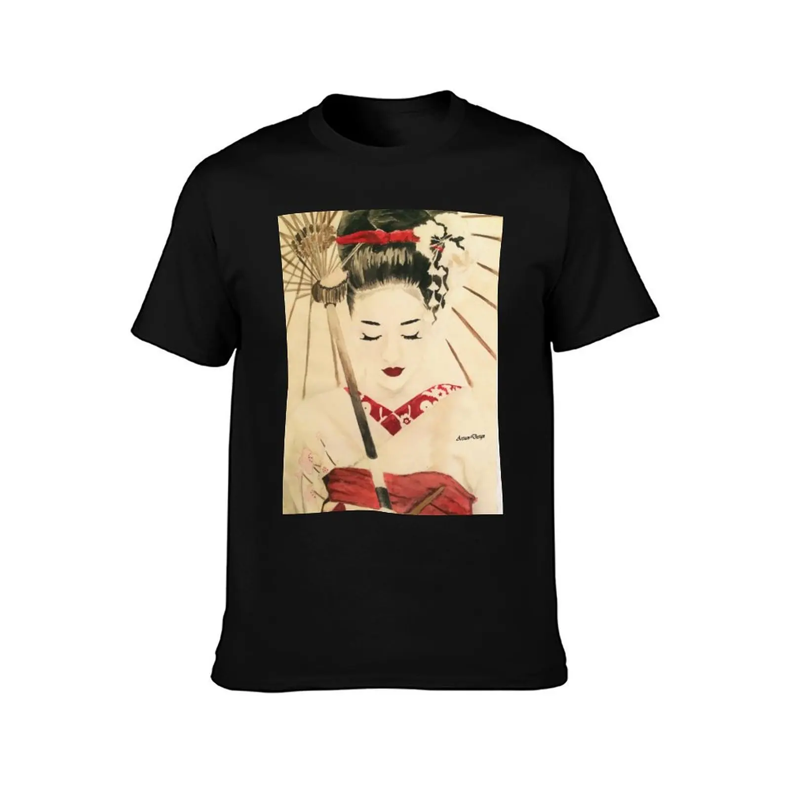 Geisha T-Shirt Summer Casual Cotton Tee Oversized Streetwear Tops Vintage Graphic Print Loose Fit Short Sleeve 100% Cotton