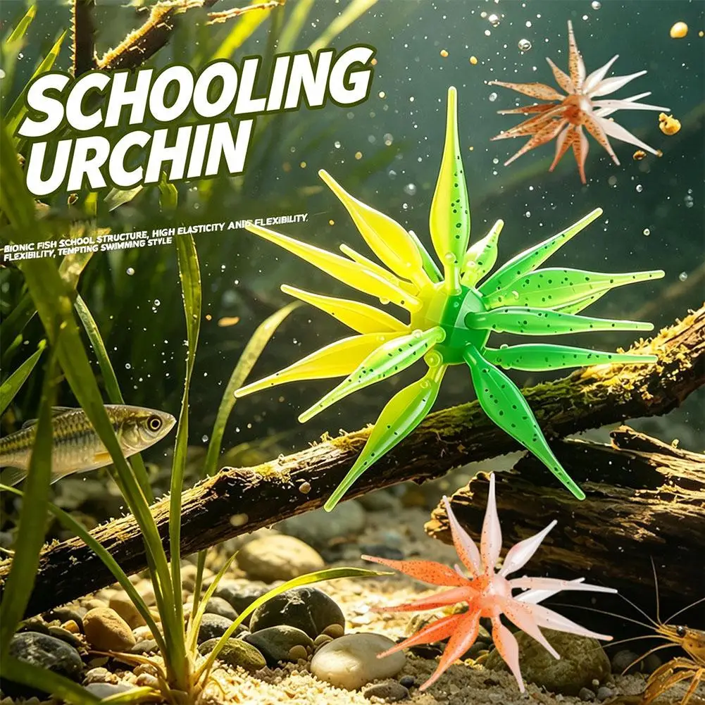 Dual-Color Sea Urchin Soft Bait 9cm TPE Floating Fishing Lure High Buoyancy Multi-Tentacle Design For Freshwater Bass Predator