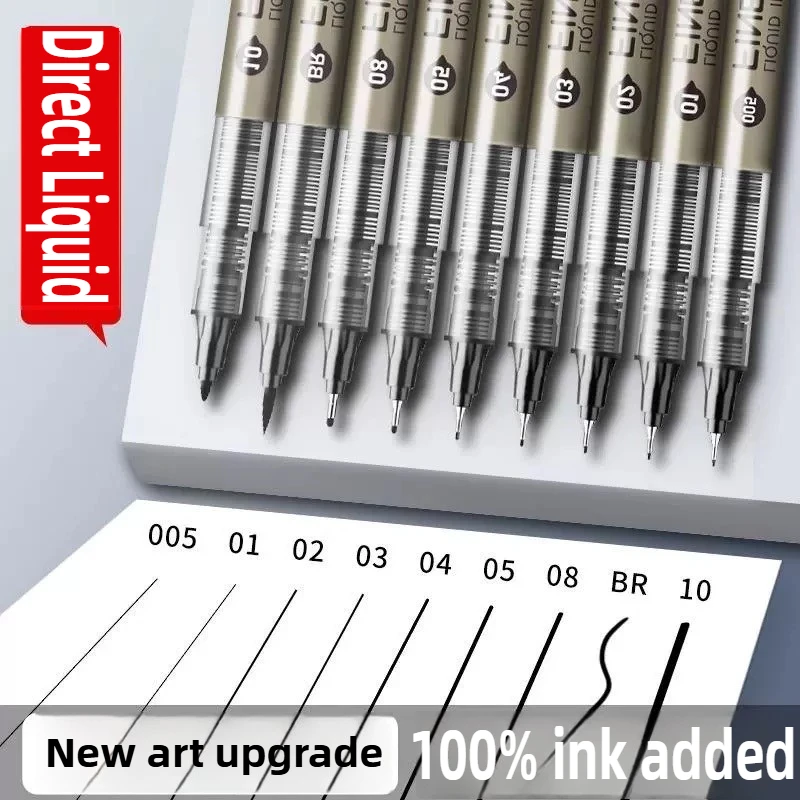 

Прямая жидкость, 9-наконечник, пигментный лайнер, микронный чернильный маркер, ручка для рисования манги, игла для рисования, крючок, ручка, школьные принадлежности, канцелярские принадлежности