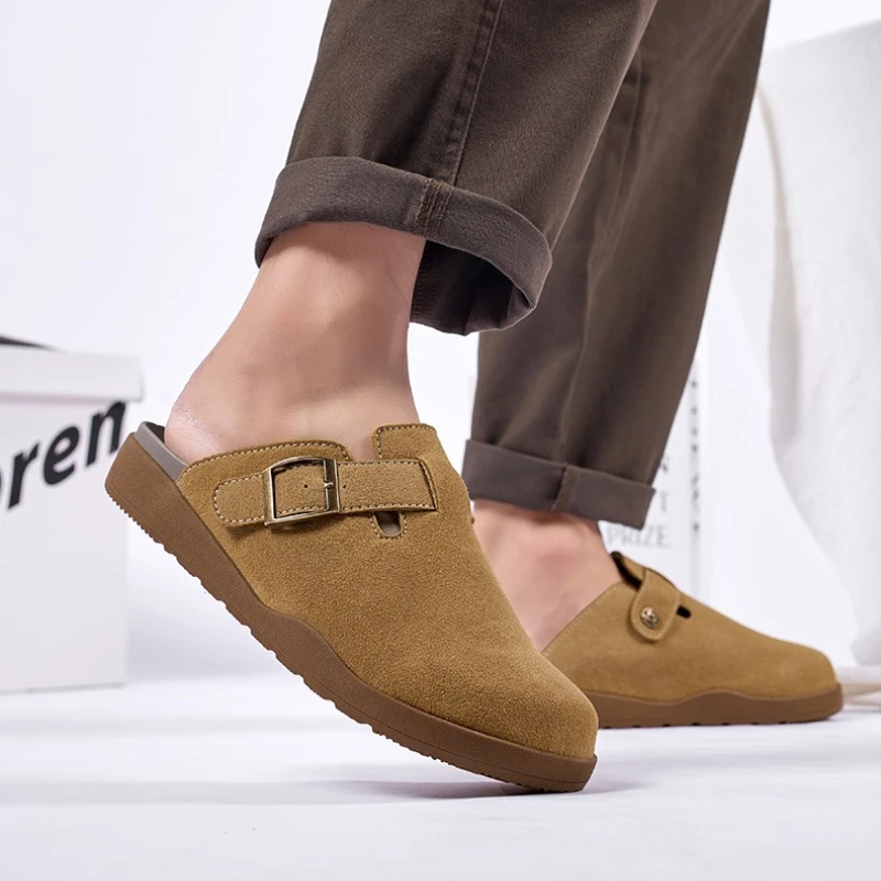 

YUYIN Classic Beach Shoes Men's Suede Sandals 2026 Retro Cork Clogs Slippers for Men Mules Shoe with Arch Support Women
