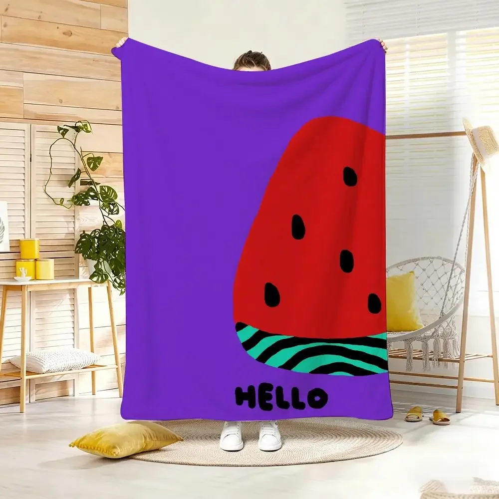 Manta de Franela Ligera de 240g con Diseño de Frutas y D-Dopamina, Suave y Agradable al Tacto, Ideal para el Verano