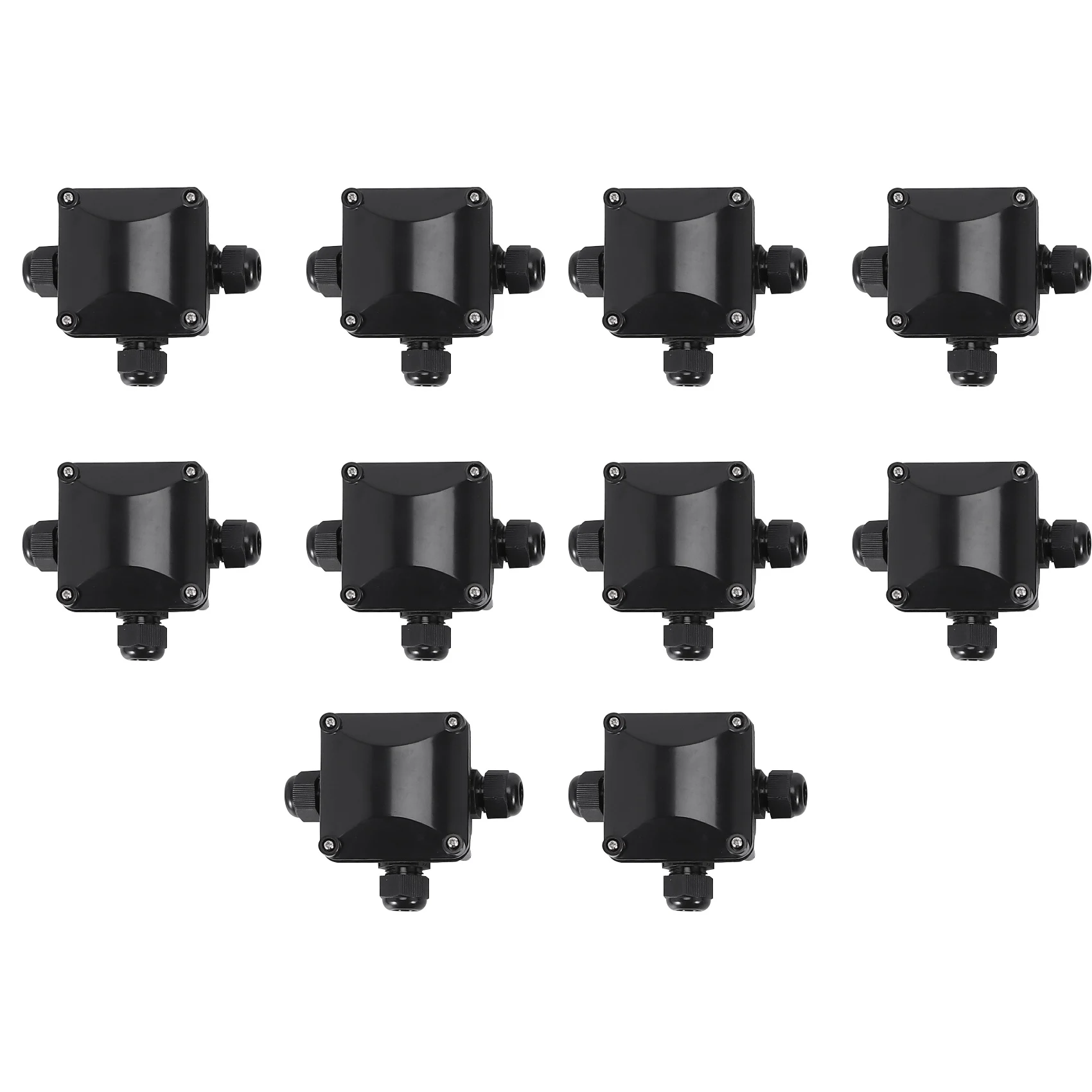 ABJN-3-Way Junction Box, IP 68 Waterproof Connectors For Outdoor Lighting External Junction Box Pack Of 10 Black