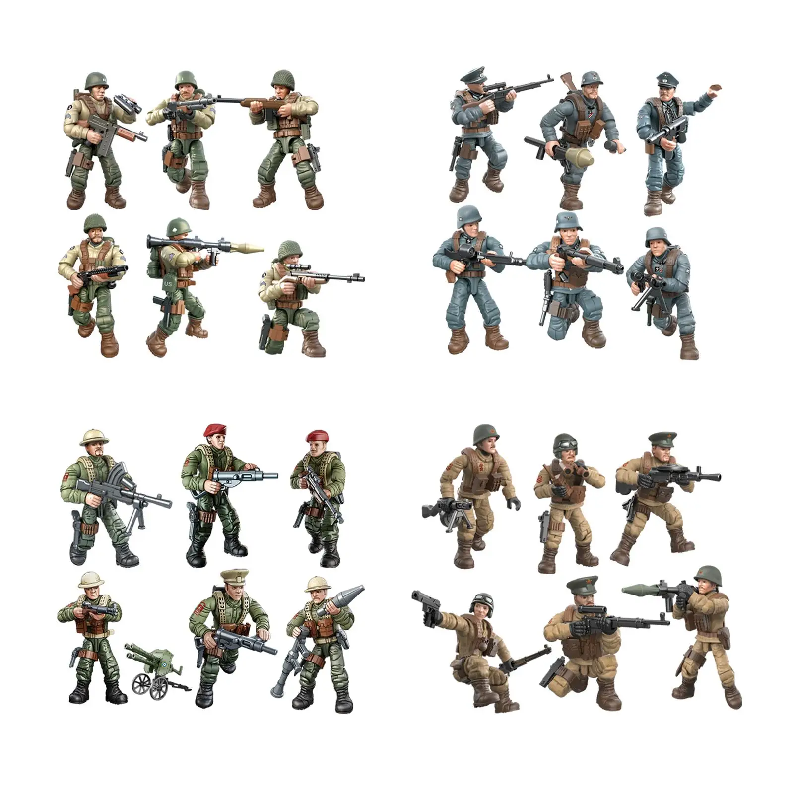 6 Pieces Miniature Soldiers Decorative Model Building Blocks Toys for Layout