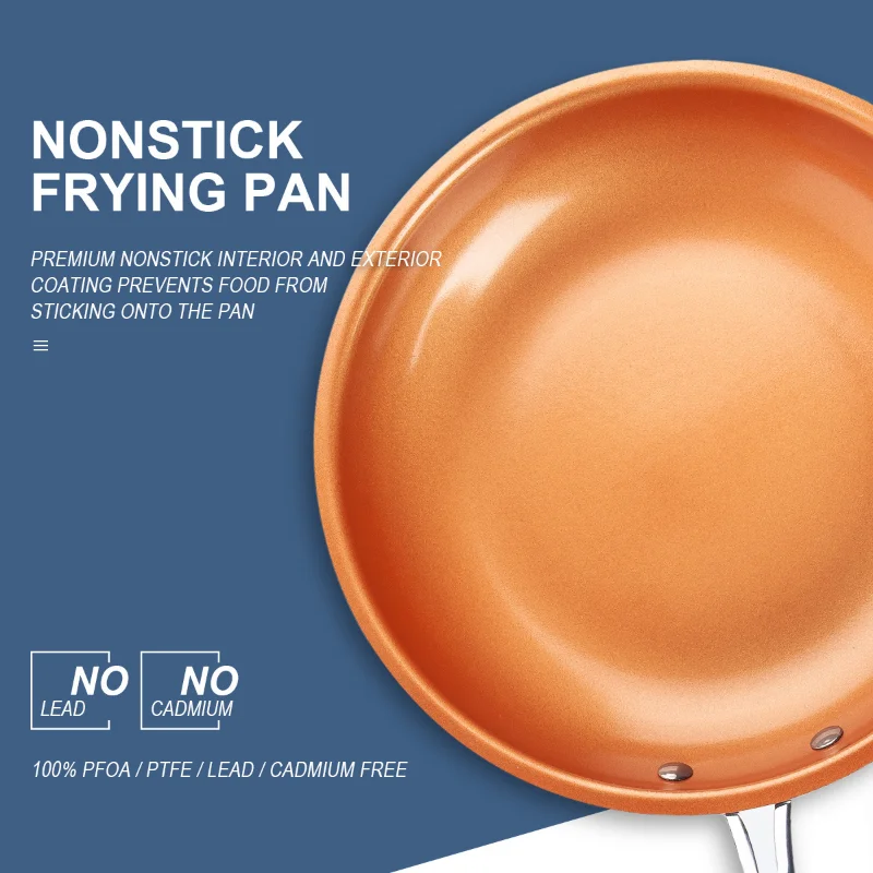 

Universal Non-Stick Aluminum Skillet Flat Bottom Induction/Stovetop Compatible Minimalist round Cooking Pan Stain-Free Surface