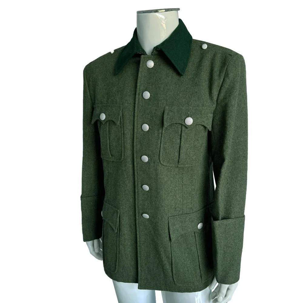 Veste en laine de style classique allemand pour hommes, robe de soldat, matériau, sauvage, gris, vert, vintage, WWII, WW2, M41