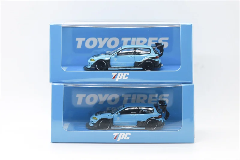 TPC 1:64 Kevmannz GT EG blue carbon fiber GT Wing/Double Wing Alloy Vehicle Collectible Car Model