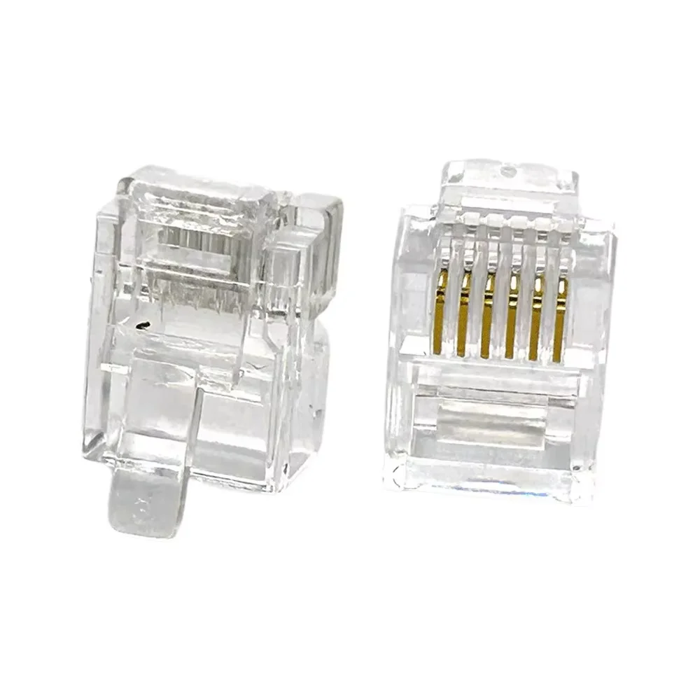 20pcs RJ11 Telephone Modular Plug Jack 6P6C 6 Pins  Contacts Transparent Crystal RJ11 Connector for Telecommunications
