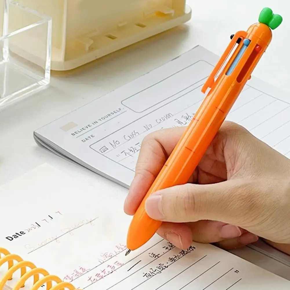 Signing Pen Gel Pen Creative Carrot Shape Ballpoint Pen 6 Color Retractable Stationery Pen for School Marker Writing